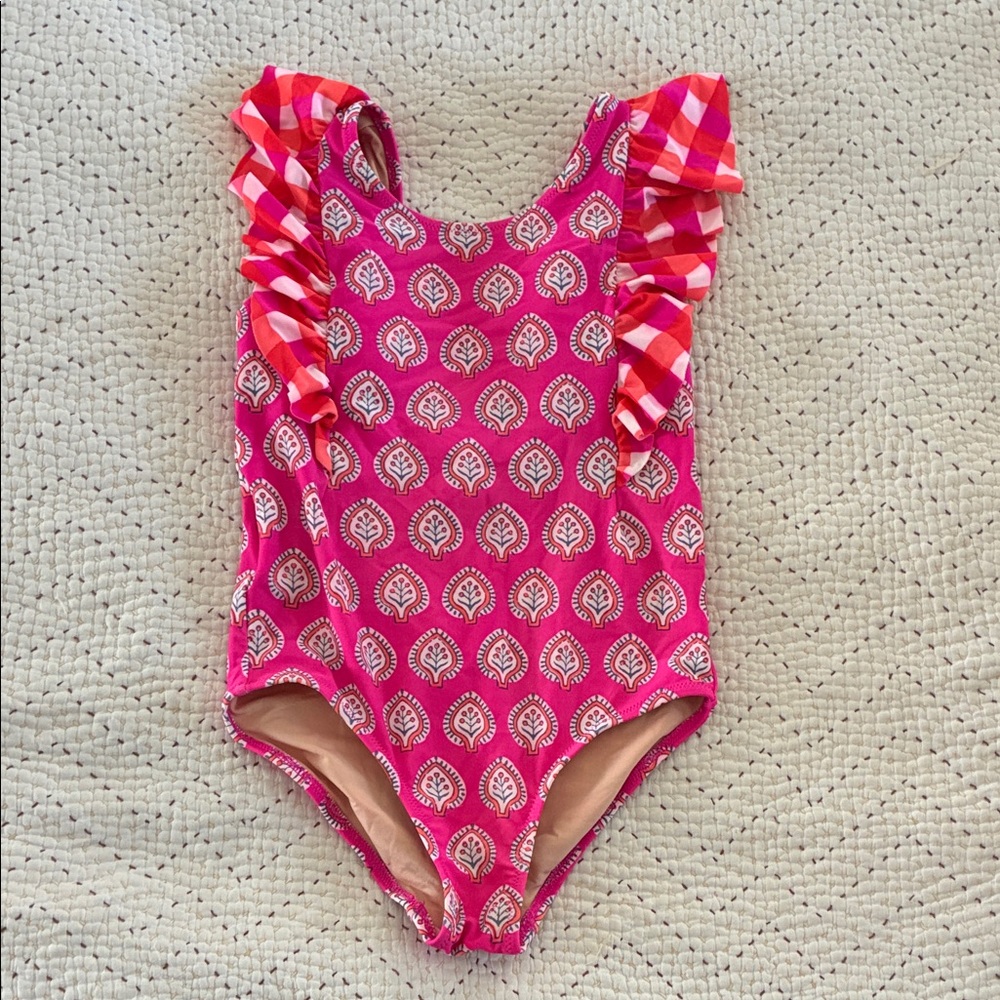 J. Crew Pink and Red Kids Swim One Piece